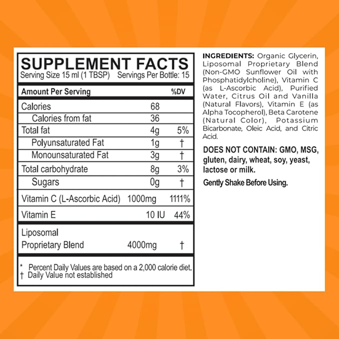 PURALITY HEALTH Vitamin C Liquid Supplement 1000mg per Serving Micelle Liposomal Enhanced Absorption Non-GMO Gluten Free Vegan 15 Day Supply