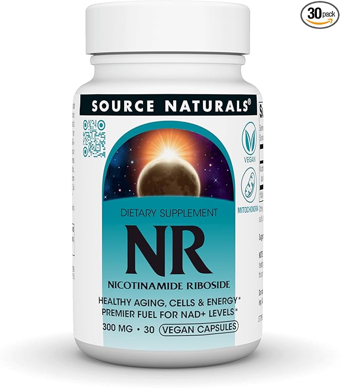 Source Naturals NR Nicotinamide Riboside Vegan Dietary Supplement for Mitochondria Healthy Aging Cells &amp Energy* Premier Fuel for NAD+ Levels 300 mg - 30 Vegan Capsules