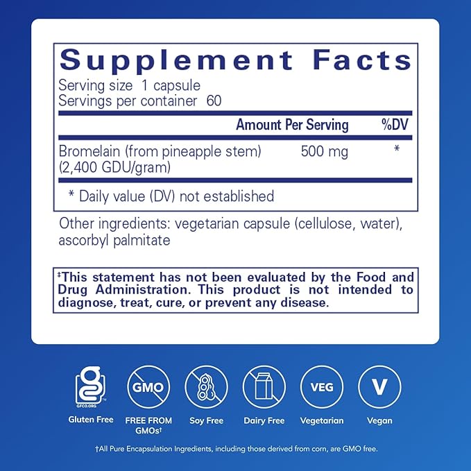 Pure Encapsulations Bromelain 2400 500 mg - for Digestive Support &amp Musculoskeletal Health - Supports Joints &amp Muscle Recovery* - Proteolytic Enzymes - Vegan - 60 Capsules