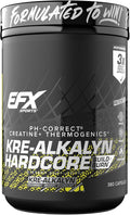 EFX Sports Kre-Alkalyn Hardcore | Thermogenic pH Correct Creatine Monohydrate Pill Supplement | Energy &amp Strength Pre Workout | 126 Servings 380 Capsules