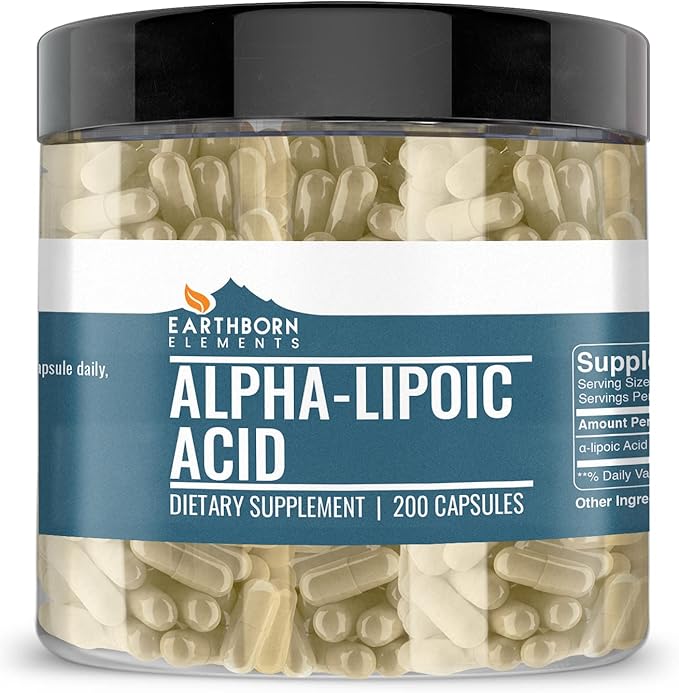 Earthborn Elements Alpha-Lipoic Acid 200 Capsules Pure &amp Undiluted No Additives