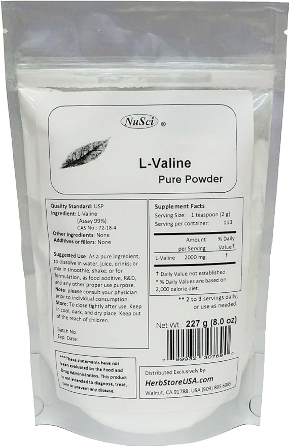 L-Valine Pure Powder (227g (8.0 oz))