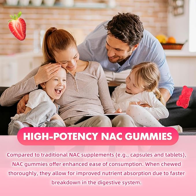 2 Pack Sugar-Free 1000mg NAC Gummies N-Acetyl Cysteine Supplement for Antioxidants &amp Immune Support 120 Vegan Gummies