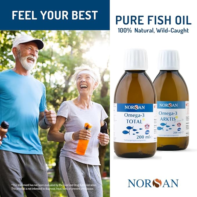 NORSAN Omega-3 Total Liquid Fish Oil – High-Dose 2000mg Omega-3 per Serving | Supports Heart Brain &amp Vision* | Friend of the Sea Certified | 6.8 fl oz Bottle (200ml)