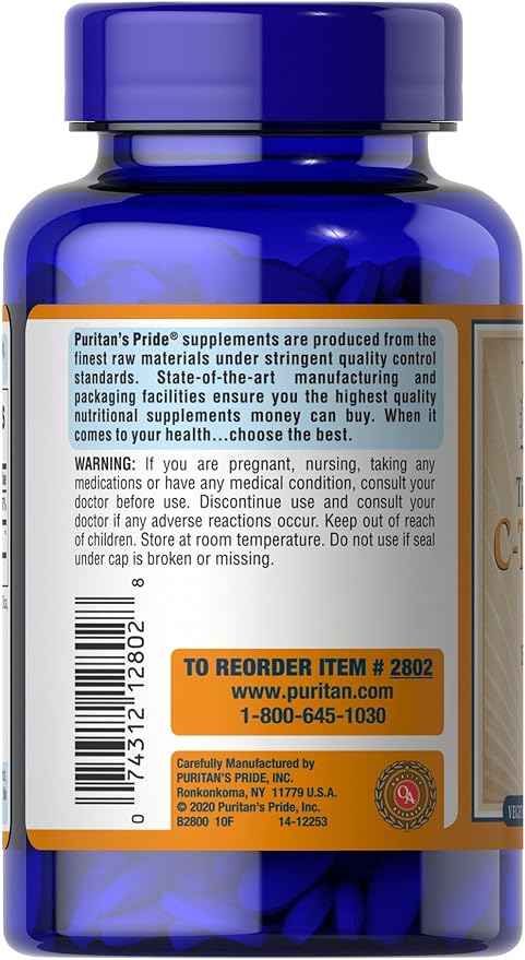Puritan's Pride Vitamin C 1500 mg with Rose HIPS Caplets 100 Count