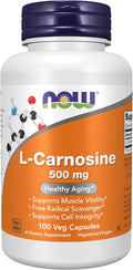 NOW Foods Supplements L-Carnosine (Beta-Alanyl-L-Histidine) 500 mg Healthy Aging 100 Veg Capsules