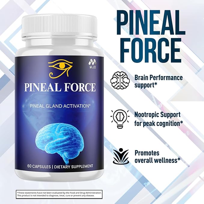 Pineal Force Capsules Official PinealForce Pills with All Natural Ingredients Advanced Overall Health and Wellness Vitamin Supplement Formula for Maximum Strength Multivitamin Support (60 Capsules)