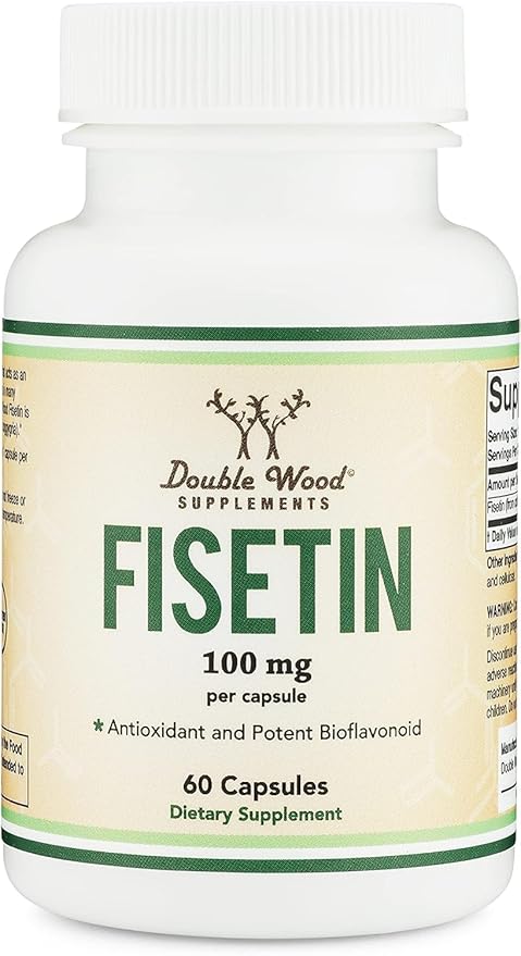 Fisetin Supplement - 100mg of Bioactive Flavnonols 60 Count (Bioflavonoid Polyphenols Supplement Similar to Apigenin Luteolin and Quercetin) Aging Support Senolytic by Double Wood