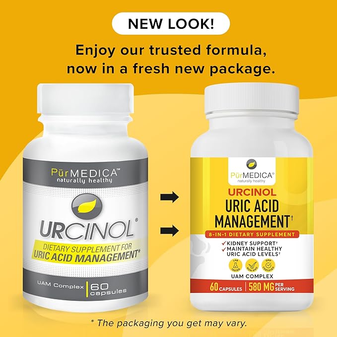 Urcinol Uric Acid Supplement for Joint Support - 60ct (Pack of 1) - Uric Acid Support Formula with Turmeric Root Acai Banaba Leaf Celery Seed Yucca Stalk