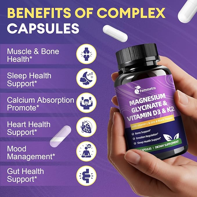 Pumpkin Seed Oil Softgels &amp Magnesium Giycinate with Vitamin D3K2 Supplement for Hair Urinary Health Bone SupportEnergy &amp Mood Manage