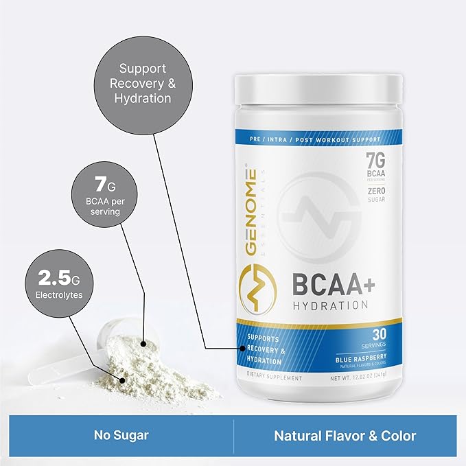 BCAA Powder + HYDRATION Electrolyte Formula | 7G BCAA 2.5G Electrolytes per Serving | Muscle Recovery &amp Support | Non-GMO Gluten Free Keto Friendly Zero Sugar | Natural Flavor | 30 Servings |