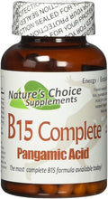 Nature's Choice Supplements B15 Complete Extra Strength Pangamic Acid with TMG&ampDMG 500mg 90 Capsules