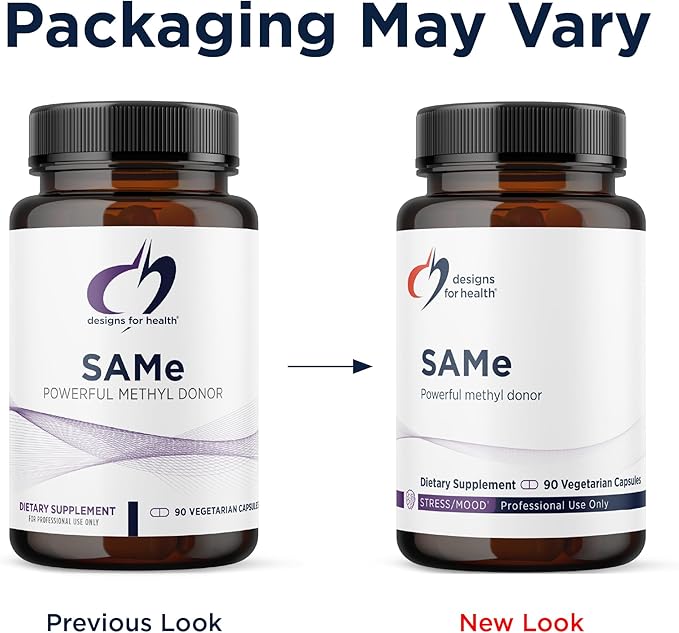 Designs for Health Same Capsules with B6 B12 + 5-MTHF - 200mg S-Adenosylmethionine Supplement with 5-MTHF (Folate) + Vitamin B12 - Non-GMO + Gluten-Free (90 Capsules)