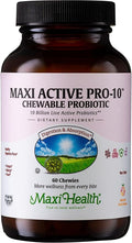 Maxi Health Active Pro-10 Kids Probiotic Chewables – 15 Strains for Digestive &amp Immune Health –10 Billion probiotic Blend- Dairy-Free Kosher – Supports Gut Health Vegetarian – 60 ct (Shelf Stabl