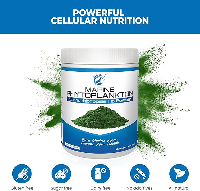 Marine Super Greens Powder for Dogs &amp Humans – Pure Phytoplankton Omega-3 EPA Antioxidants Protein Vitamins &amp Minerals – Skin Coat Vitality &amp Immune Support – 1 lb Bulk