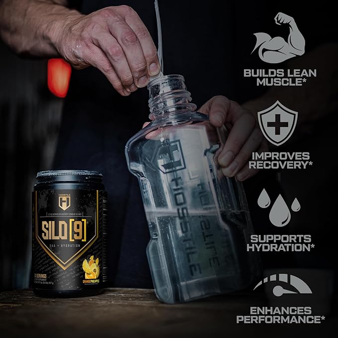 HOSSTILE SILO[9] EAA + Hydration Powder – Essential Amino Acids with Electrolytes EAA BCAA Intra Workout Powder &amp Post Workout Recovery Orange Pineapple 30 Servings