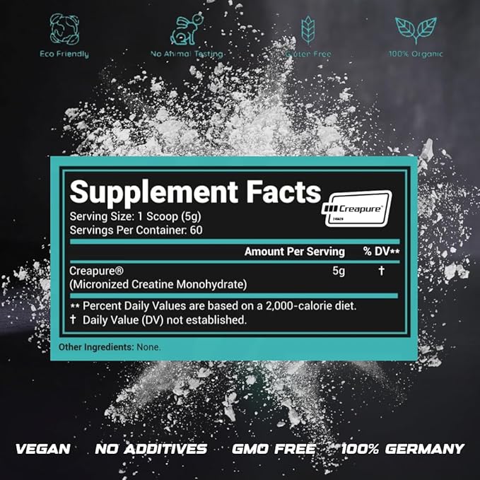 Micronized Creatine Monohydrate Powder – Creapure® Creatine Supplement Unflavored – Muscle Growth Energy &amp Cognitive Support* – 5g per Serving 60 Servings – by Smart247