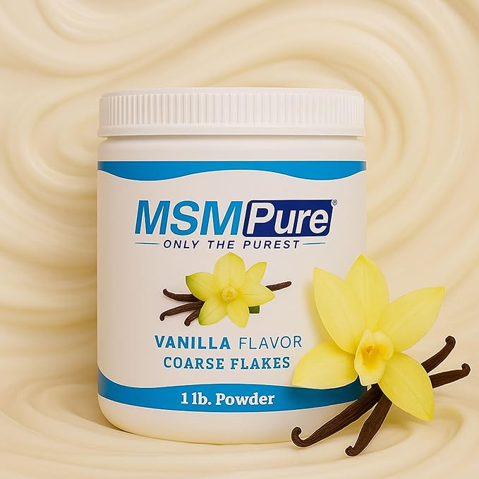 KALA HEALTH MSMPure Vanilla Flavored Coarse MSM Powder Flakes – US-Made MSM for Joint Health Skin Appearance and Hair &amp Nail Support – 1 lb Organic Sulfur