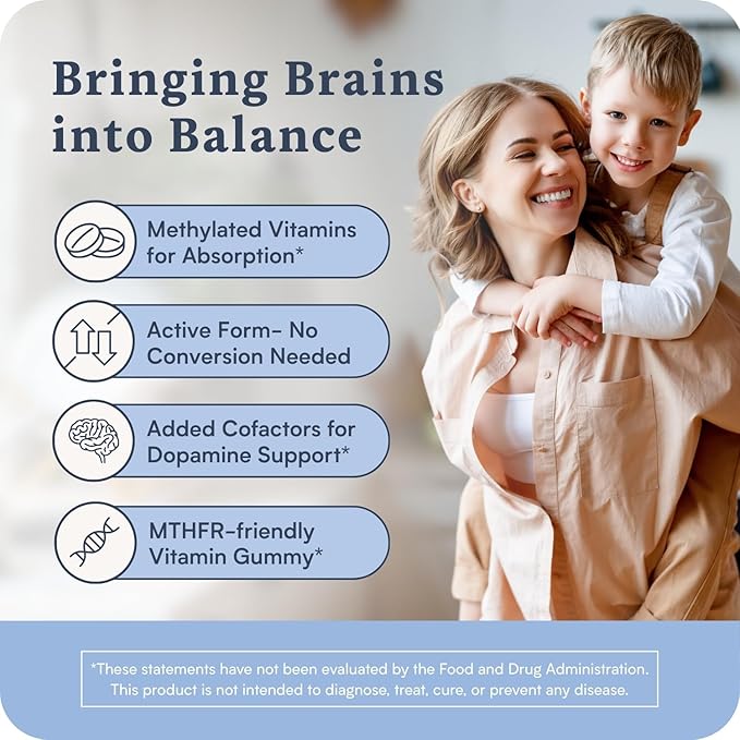 Accentrate Neuro Gummy for Kids | Supports Attention &amp Mood | Folinic Acid &amp Methylfolate | Complete Vitamin B Complex with SpectraFolate™ | MTHFR Supplement | No Artificial Ingredients | 30 G