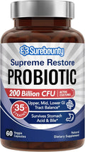 Probiotic for Men &amp Women 200 Billion CFU 35 Strains Prebiotics + Digestive Enzymes Supreme Restore Probiotic Supplement 60 Veggie Capsules