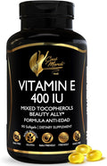 Coco March N.M.D Natural Vitamin E 400 IU Mixed Tocopherols – Immune Support Supplement for Heart Skin &amp Eye - Antioxidants for Women &amp Men Gluten Free &amp Dairy Free 3-Month Supply 90 S
