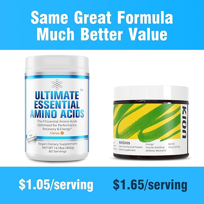 Ultimate 100% Essential Amino Acids Powder [Citrus Flavor 60 (5g) Servings] BCAA Plus L-Lysine L-Threonine L-Phenylalanine L-Methionine L-Histidine &amp L-Tryptophan Nutritional Supplement