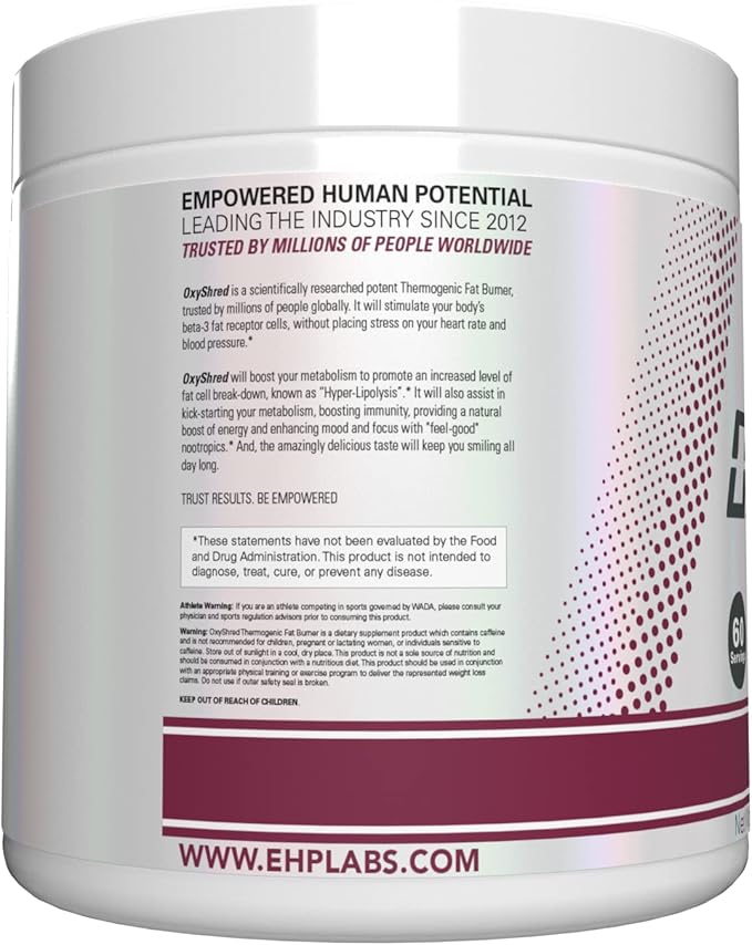 EHP Labs OxyShred Pre Workout Powder &amp Shredding Supplement - Preworkout Powder with L Glutamine &amp Acetyl L Carnitine Energy Boost Drink - Passionfruit 60 Servings