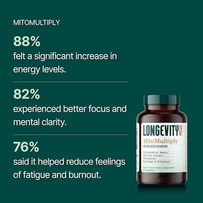 MitoMultiply – Mitochondrial Support with Glutathione SOD Catalase NADH Bacillus Subtilis – Boosts Cellular Energy Absorption Bioavailability – 60 Capsules