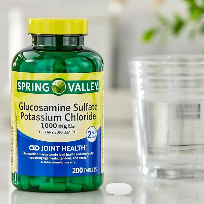 Spring Valley Glucosamine Sulfate Potassium Chloride | Glucosamina para las Articulaciones | Inflammation | 1000 mg | 200 Count | Medicine Organiser Box with M&ampF Essential