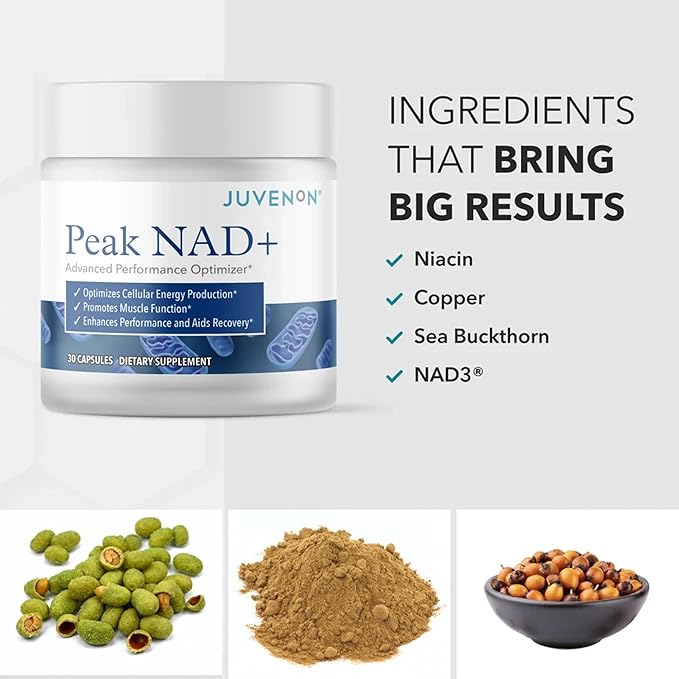 Juvenon Peak NAD+ | Advanced Cellular Health and Regeneration Formula | Boost NAD+ Levels Support Cellular Vitality and Promote Natural Renewal