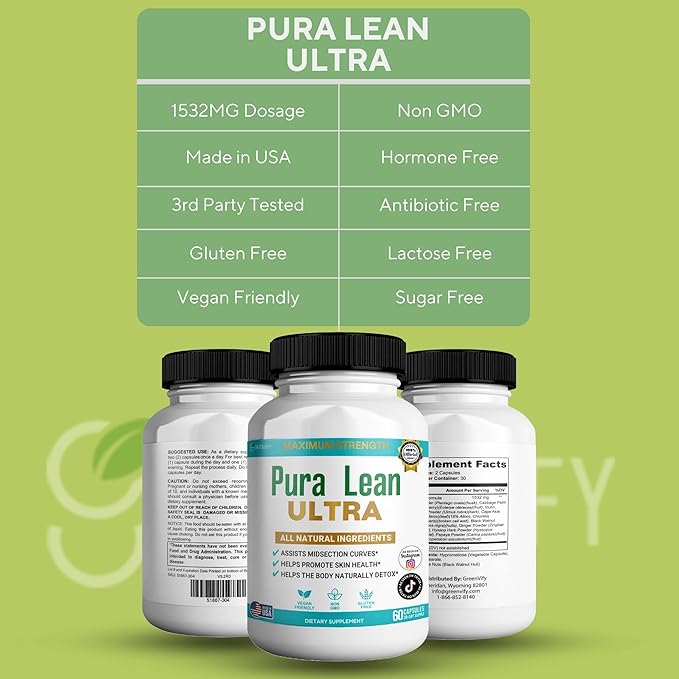 Pura Lean Ultra Maximum Strength Dietary Supplement All Natural Ingredients 60 Capsules 30-Day Supply (2)