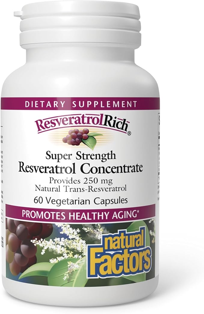 ResveratrolRich by Natural Factors Super Strength Resveratrol Concentrate Promotes Healthy Aging 60 capsules (60 servings)
