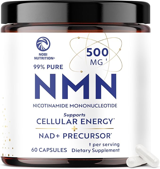 NMN Supplement 500mg | 99% Pure | NAD+ Precursor for Cellular Energy Longevity Repair and Healthy Aging Support | Third-Party Tested &amp Non-GMO | Nicotinamide Mononucleotide | 60 NMN Capsules