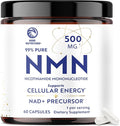 NMN Supplement 500mg | 99% Pure | NAD+ Precursor for Cellular Energy Longevity Repair and Healthy Aging Support | Third-Party Tested &amp Non-GMO | Nicotinamide Mononucleotide | 60 NMN Capsules