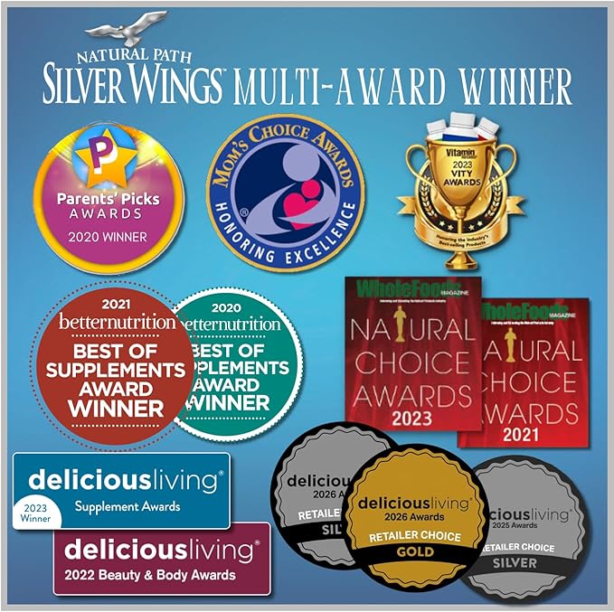Natural Path Silver Wings Colloidal Silver - Extra Strength Liquid Immune Support Supplement- - 500ppm (2500mcg) - 2oz Spray