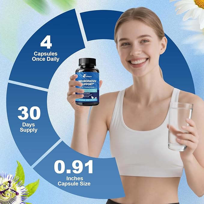 Nerve &amp Peripheral Neuropathy Support Supplement with 1200mg R-Alpha Lipoic Acid L-Carnitine Vitamin B12 B1 B6 D3 E Folate Lions Mane NAC Magnesium Turmeric - Liver Detox Antioxidant &amp Mental