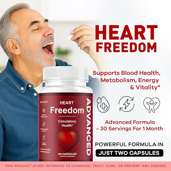 (3 Pack) Heart Freedom - Heart Freedom Capsules Official HeartFreedom Pills All Natural Ingredients - Maximum Strength Premium Advanced Formula Support Health &amp Wellness 180 Capsules for 3 Mont