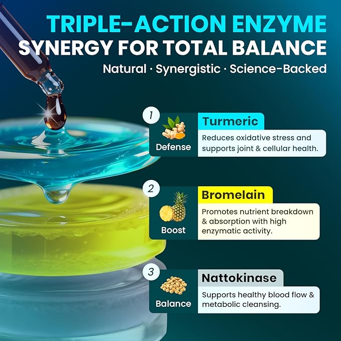 Nattokinase Supplement 20000 FU/g [High-Activity]  Bromelain 500mg &amp Turmeric Curcumin 500mg | Triple-Action Enzyme Spike Detox with Quercetin &amp Black Seed – Cardiovascular &amp Circulatory