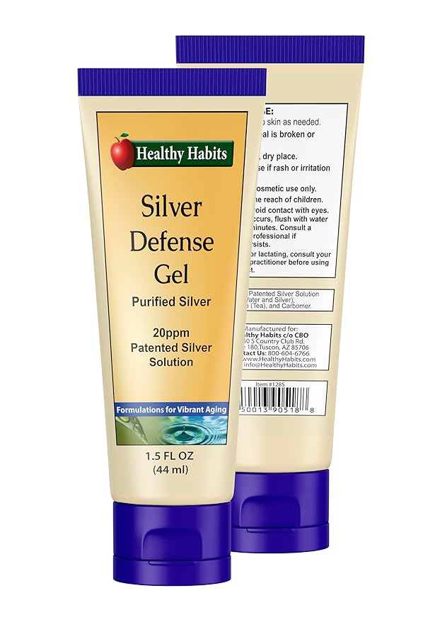 Healthy Habits Silver Defense Gel Purified Topical Colloidal Silver Gel with Nano Technology
