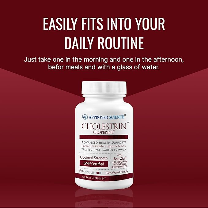 Approved Science Cholestrin - Lipid Level Support - Antioxidants Lecithin Berberine HCL Berries BioPerine - 60 Capsules - Pack of 3