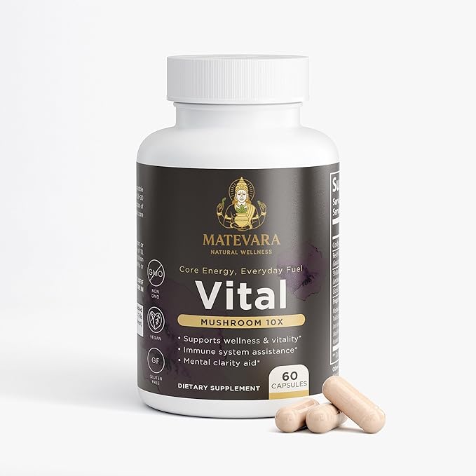 Vital Mushroom Complex Blend|Immune &amp Focus Support Capsules | 60 Count