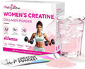Women‘s Creatine Powder Travel Packets: Creatine Monohydrate Collagen Packs for Pre Workout Muscle Growth &amp Recovery Skin Elasticity Energy Metabolism with Inositol Beet Root Raspberry Flavor 30 P