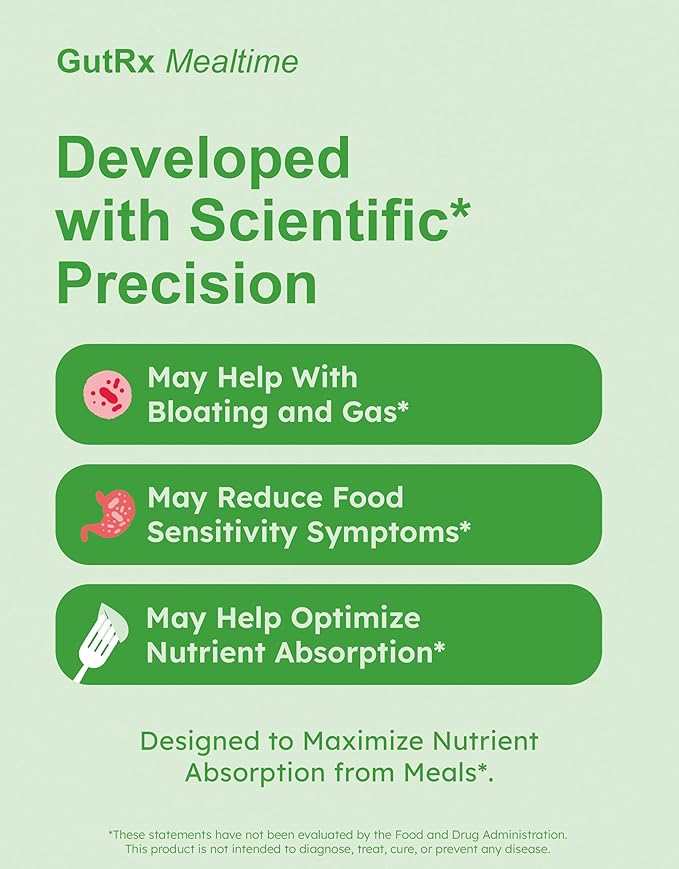 Mealtime Digestive Enzymes Lactase Lipase &amp Bromelain for FODMAP Carb Fat &amp Protein Breakdown with Alpha-Galactosidase for Bloating Gas &amp Food Sensitivities – 30 Capsules