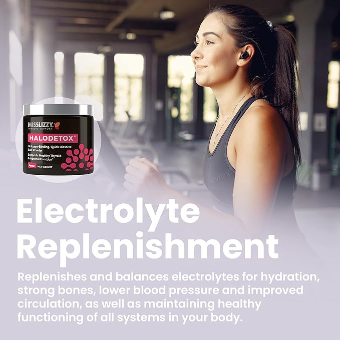 Miss Lizzy HaloDetox – Pure Unrefined Pink Salt Powder with 80 Minerals to Halogen Detox Bromine Chlorine &amp Fluoride Replenish Electrolytes &amp Support Healthy Thyroid &amp Adrenal Functio