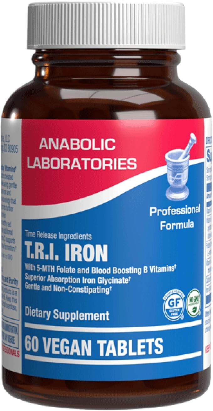 Slow Release Iron Supplement with Vitamin C - High Absorption Gentle Iron with Vitamin C for Women with Methyl B Complex for Maximum Benefits - Stomach Friendly Vegan &amp Made in The USA - 60 Servin