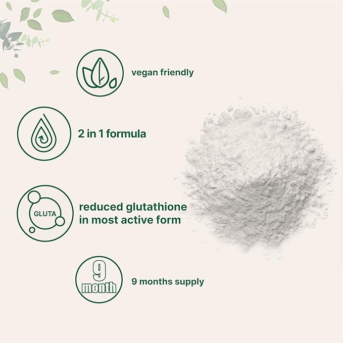 Glutathione Supplement Pure Glutathione Reduced Powder with Inositol 5 Ounce (9 Months Supply) 2 in 1 Formula Powerful Ingredients for Antioxidants Supports Liver Function Vegan