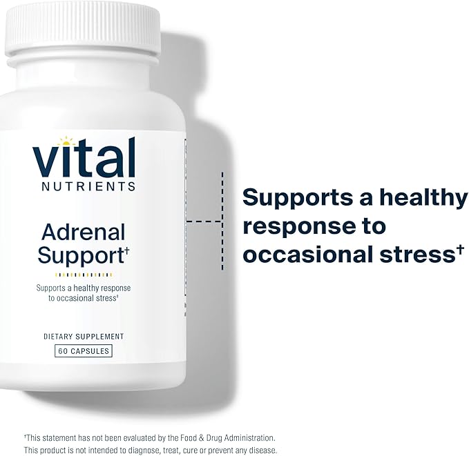 Vital Nutrients Adrenal Support - Adrenal Support Supplements for Gland Function and Cortisol Management - Supports Energy and Stress Levels - Gluten Dairy Soy Free - 60 Capsules