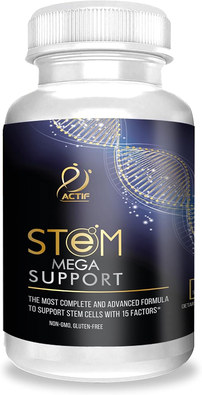 ACTIF Stem Cell Mega Support with 15 Factors - Non-GMO 2 Month Supply Made in USA