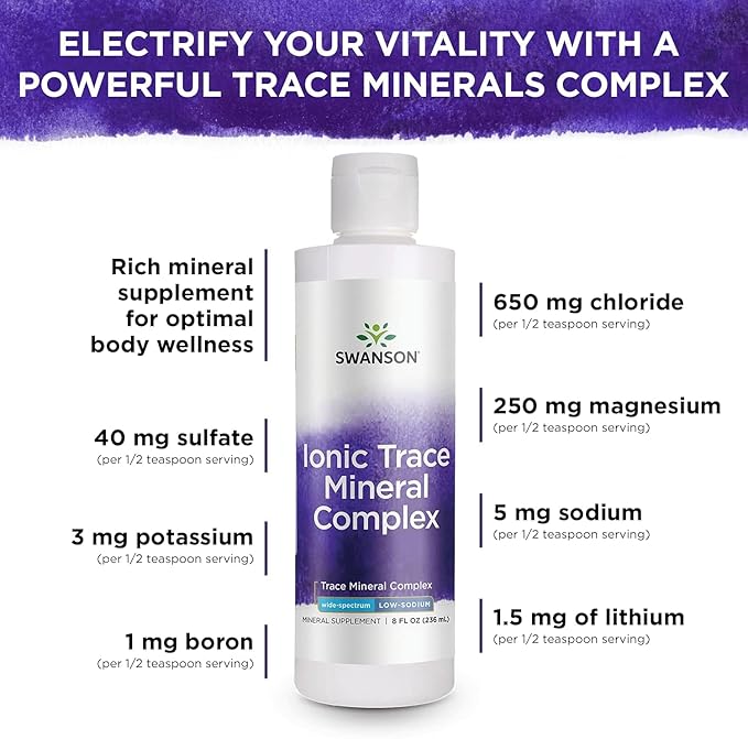 Swanson Concentrace Trace Mineral Drops 8oz-Complete Mineral Complex for Energy Hydration &amp Electrolyte Balance Over 72 High Absorption Ionic Minerals Such As Magnesium Potassium Calcium (3 Pa