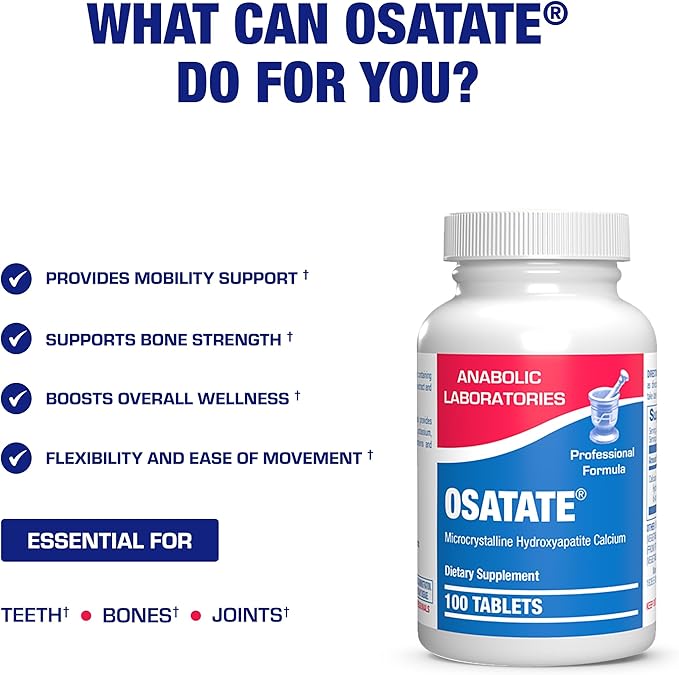 Remineralizing Calcium Hydroxyapatite Supplement - Clinical Formula Osteo Bone Health Supplement for Women &amp Men with Bioavailable Calcium Phosphate MHCC Complex for Density &amp Strength - 100 S
